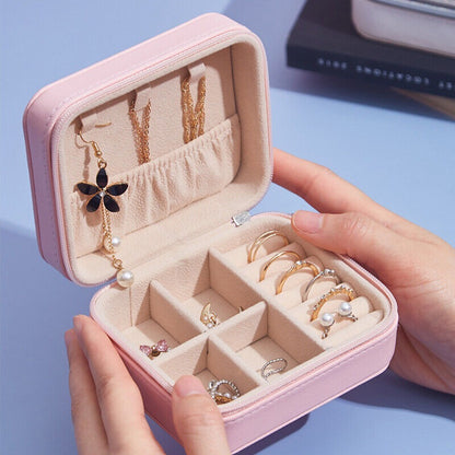 Portable Jewelry Storage Box | Leather Organizer | Travel Case | Multipurpose Gift Box for Jewellery & Hair Accessories