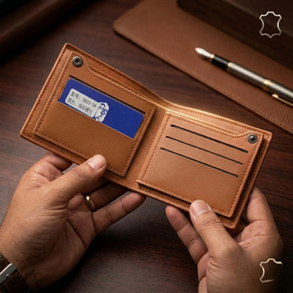 Anchor Emblem Bifold Leather Wallet with Box - Black