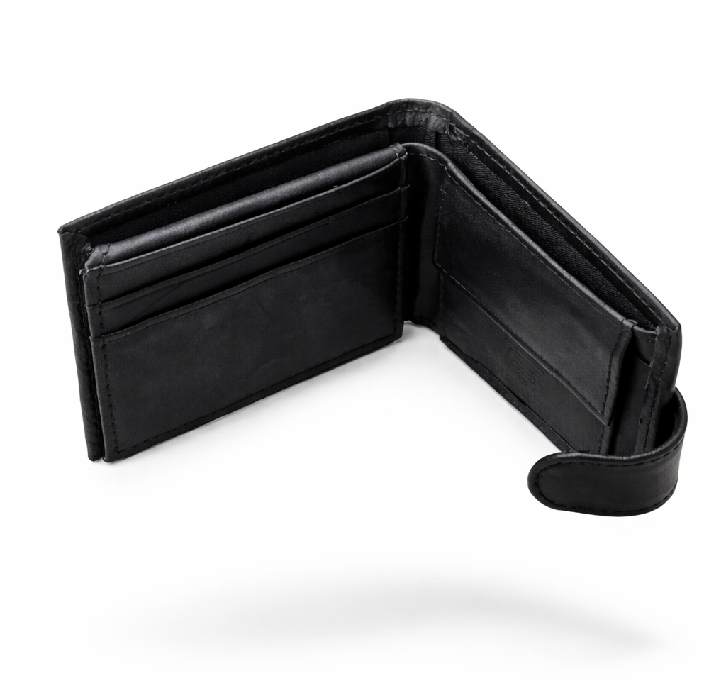 Premium Men’s Mini Leather Wallet With Zipper & Button